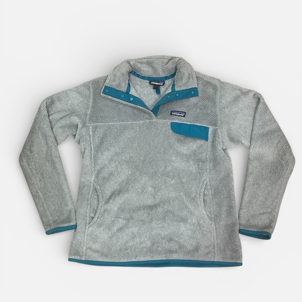 Patagonia Women's Re-Tool Snap-T Pullover/Jacket.Tailored Grey/Tobago Blue.